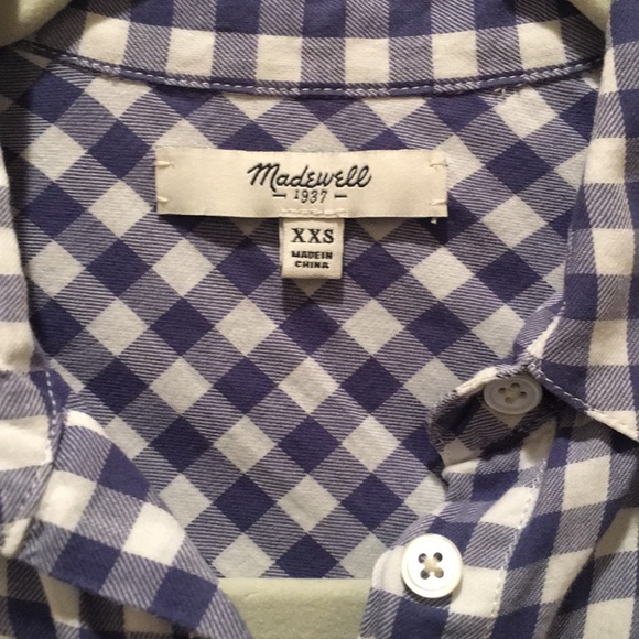 Madewell Blue&White Checkered SS Button Down XXS - Picture 3 of 4